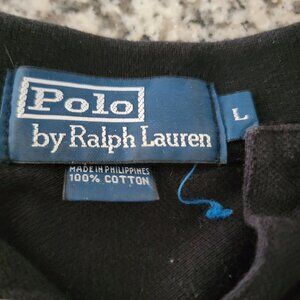 Polo Ralph Lauren Polo Shirt Black w Purple Pony Sz L